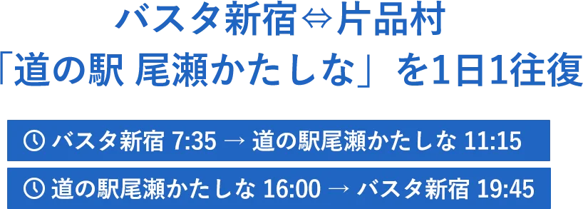 バスタ新宿⇔片品村「道の駅 尾瀬かたしな」を1日1往復