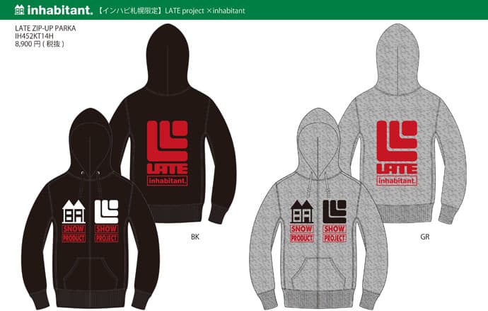 LATEproject×inhabitant コラボーパーカー販売決定！