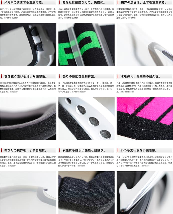 スノーボード ゴーグル紹介!国内ブランド メガロポリス スノーゴーグルの人気商品です! レディース メンズにおすすめ!2015 流行り スノボゴーグル ミラーレンズ ダブルレンズ ヘルメット対応です! - 画像2