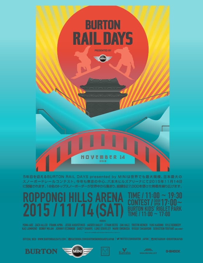BURTON RAIL DAYS presented by MINI　出場ライダー全18名が決定
