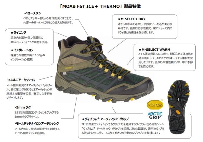 メレル、凍った路面でも圧倒的なグリップ力を誇る新しいウィンターシューズ「MOAB FST ICE＋ THERMO」を10月中旬より発売 - 画像2