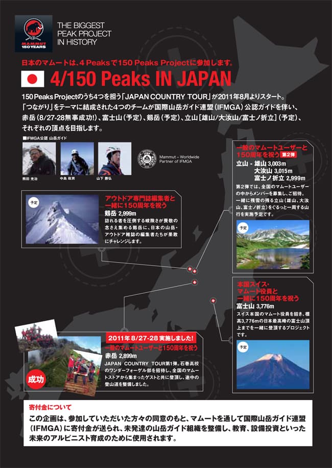 MAMMUT創立150周年記念イベント“150PEAK PROJECT”カントリーツアー 第一弾