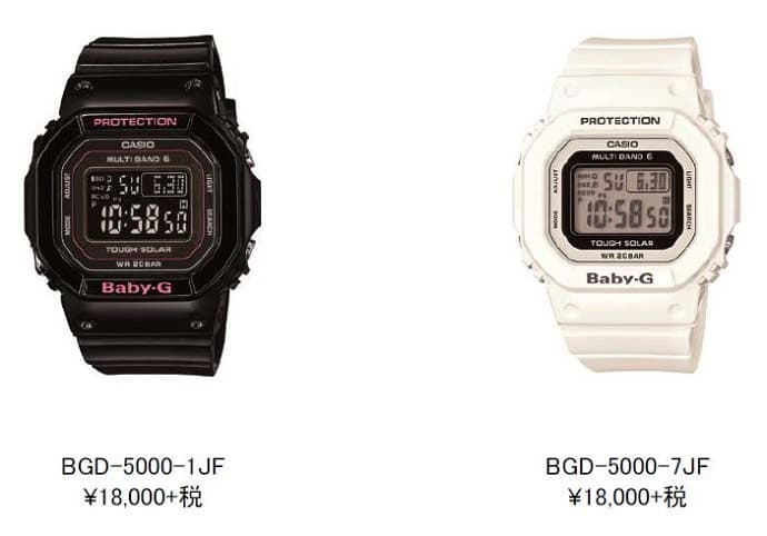 人気をのスクエアフェイスに、電波受信機能とソーラー充電機能を搭載 New BABY-G「BGD-5000」が登場