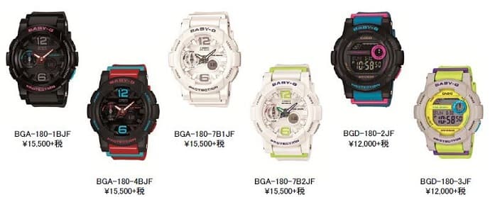 BABY-Gのスポーツライン「G-LIDE」から2014年モデル アナログモデル「BGA-180」、デジタルモデル「BGD-180」が登場