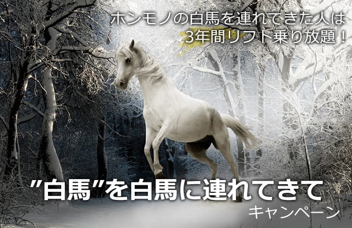ホンモノの白馬を連れてきた人は 3年間リフト乗り放題！「”白馬”を白馬に連れてきてキャンペーン」開催