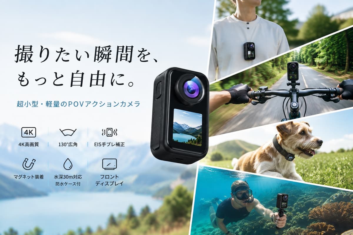 超小型・軽量のPOVアクションカメラ登場！マグネット装着＆4K対応で旅行・アウトドア・Vlogをもっと自由に