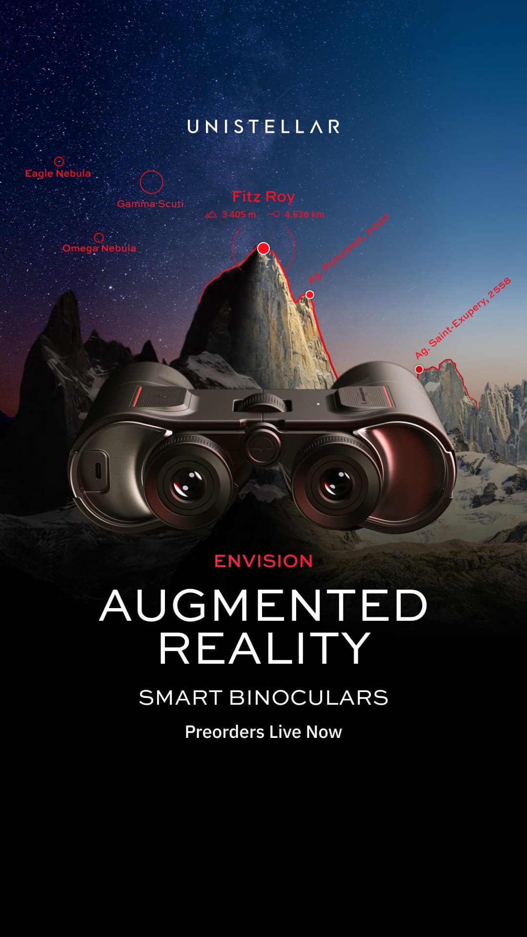 ARスマート双眼鏡「ENVISION」日本で予約開始。星空や景色に情報を重ねて表示