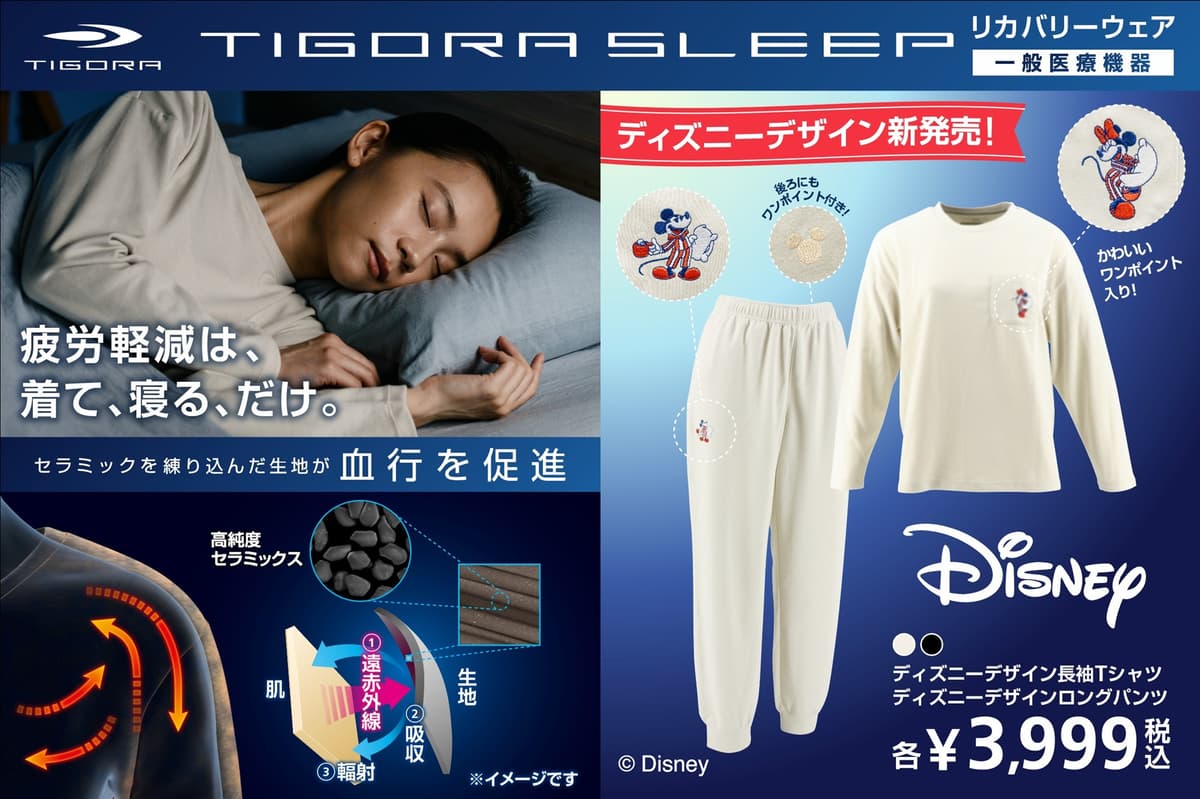 アルペン、リカバリーウェア「TIGORA SLEEP」 レディス秋冬ディズニーデザインモデルを8月下旬より順次発売