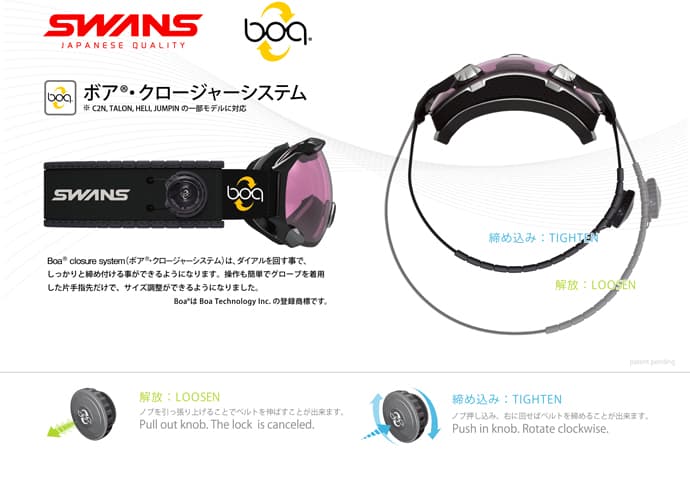 世界初「Boa®クロージャーシステム搭載のSWANSスノーゴーグル」を発表!! - 画像2