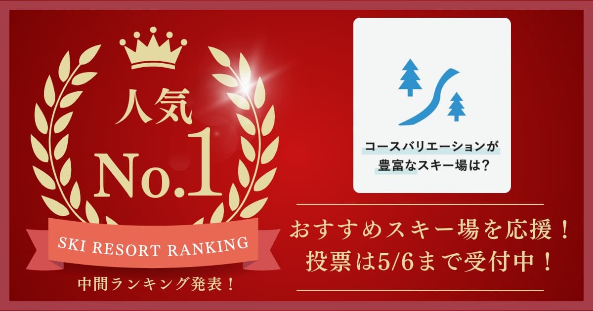 【5/6まで投票受付中!】2024‐2025シーズン コースバリエーションが豊富なスキー場ランキング(中間発表)SURF&SNOW SKI RESORT RANKING