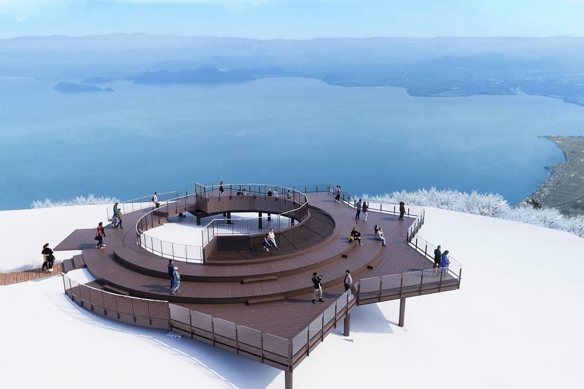 滋賀・びわ湖バレイ、蓬莱山山頂エリアに絶景スポット「Café 360」リニューアル!