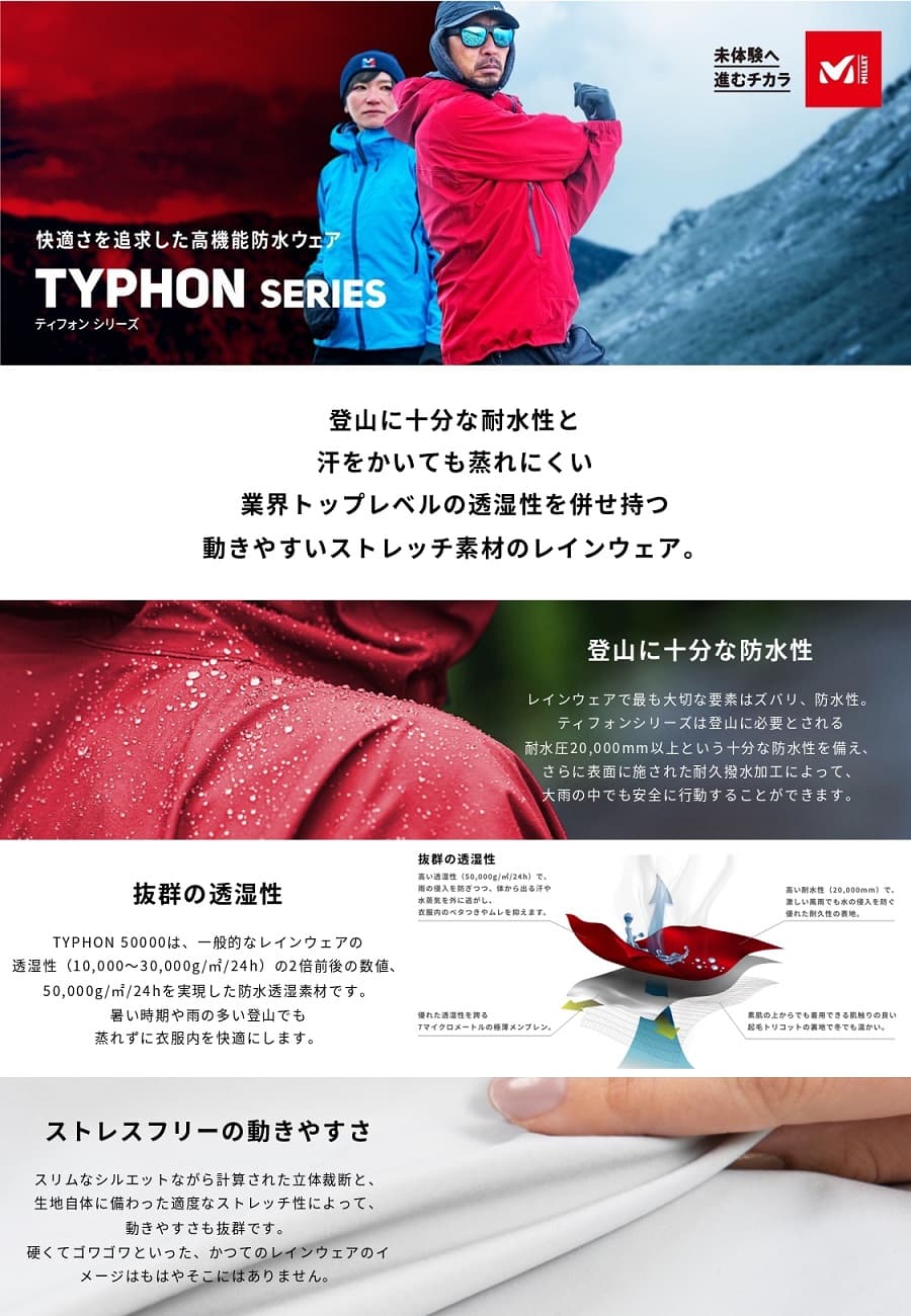 【MILLET】体内をドライに保つ高機能防水ウェアのご紹介