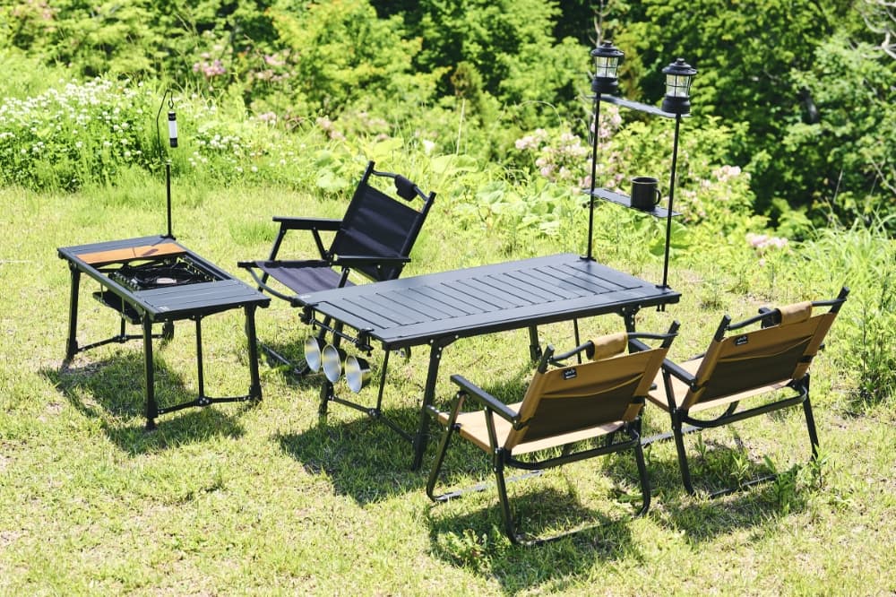 Alpen Outdoorsより、前回即完売のアルミユニットテーブルがアップデート!110cmサイズが仲間入りし、テーブルを彩るオプションパーツも新登場!